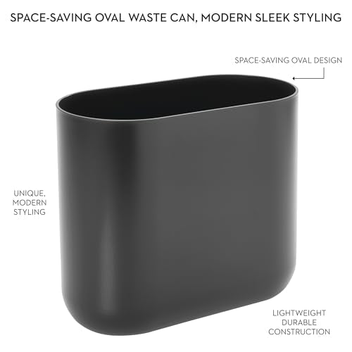 iDesign Small Slim Plastic Bathroom Trash Can, 2-Pack, Gray - color: Charcoal, style: Pack of 2