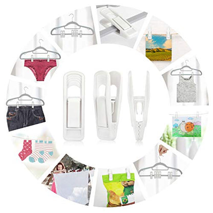 Tinfol 40pc Plastic Hanger Clips - Strong Pinch Grip Clips, White Pant Skirt Clip, Multi-Purpose Finger Clip for Slim-line Clothes Hangers - color: White, size: 40PCS