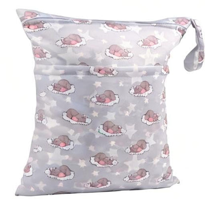 ALVA ALVABABY 2pcs Cloth Diaper Wet Dry Bags Waterproof Reusable with Two Zippered Pockets Travel Beach Pool Daycare Soiled Baby Items Yoga Gym Bag for Swimsuits or Wet Clothes LZD2324 - color: 02Elephant and Hedgehog