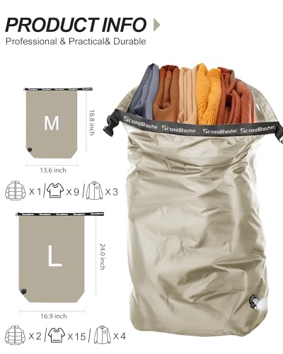 Travel Laundry Bag, Pump-Free Vacuum Compression Dirty Clothes Bag, Medium Reusable Waterproof & Washable Laundry Bag, Wet and Dry Bag, Ideal for Suitcases, Laundromats (1 Pack) Gray - color: Gray, size: 17.5" L × 13.5" W × 5" H