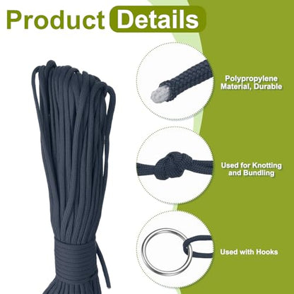 uxcell 4mm Nylon Rope, 10ft Portable Clothesline for Luggage and Backpack Tie Downs, Hanging Clothes, Swings, Camping and Mountaineering Tie Downs, Navy Glue - color: Navy Glue