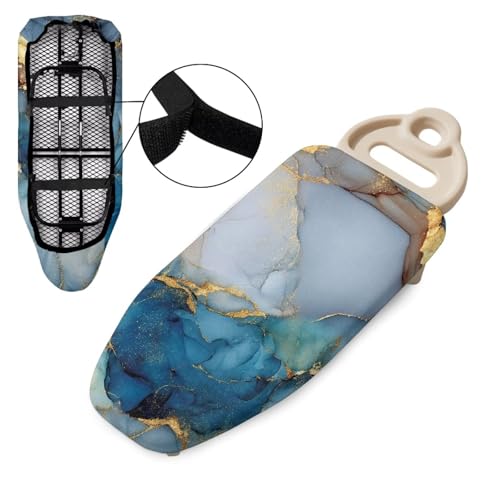 Marble Printed Ironing Board Cover with Elastic Edge, Apartment RVs Anti Slip Iron Board Cover Scorch Resistant, Mini Table Top Ironing Cover Easy Replacement - color: Blue - Marble