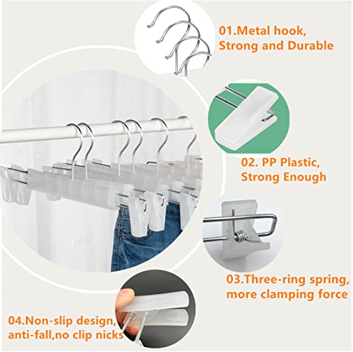 Pants Hangers with Clips, Skirt Hangers, 10 Pack, Translucent - color: Translucent, size: 10Pack