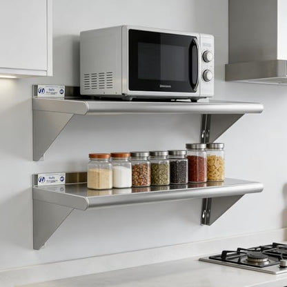 Hally Stainless Steel Shelf 2 Pack Wall Mounted Metal Shelves 10"x30" NSF - size: 10"x30"