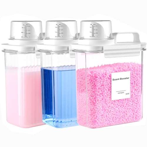 64 OZ Laundry Detergent Dispenser, Liquid Laundry Soap Dispenser, Fabric Softener Dispenser, Scent Booster/Laundry Powder Holder & Container, Laundry Room Organization and Storage, 3PACK - color: 3p