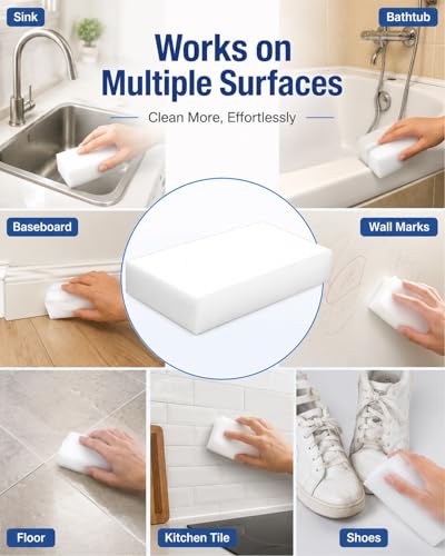 Magic Eraser, 50 Pack Magic Eraser Sponge Melamine Sponge Cleaning Eraser, Magic Erasers in Bulk Extra Durable Magic Sponges Eraser for Furniture, Bathroom, Bathtub, Sink, Floor, Baseboard