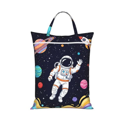 Astronaut Planet Travel Laundry Bag Washable Dirty Clothes Bag for Gym - color: Astronaut Planet