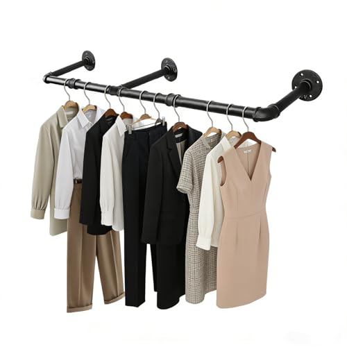 40 INCH Industrial Pipe Clothes Rack,Wall Mounted Clothes Rack,Metal - size: 40 inch