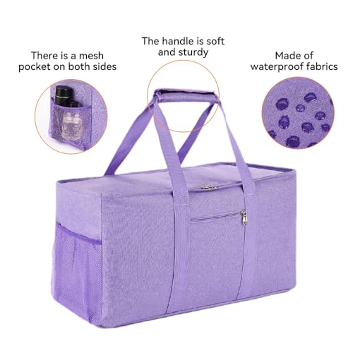 Extra Large Utility Tote Bag - Reusable Grocery Bags Foldable Heavy Duty - color: Purple, style: Covered