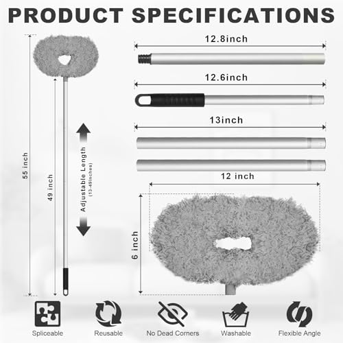 Storystore Ceiling Fan Cleaner Duster with Extension Pole - color: Round-grey, size: 4.2FT