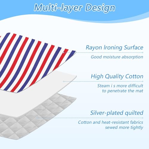Ironing Mat Pad for Table Portable Travel Iron Blanket Ironing Board Covers Pressing Mat Heat Press Pads 27.6x47.2 Inches Blue and Red Stripes38 - color: Blue and Red Stripes38