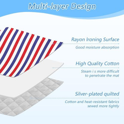 Ironing Mat Pad for Table Portable Travel Iron Blanket Ironing Board Covers Pressing Mat Heat Press Pads 27.6x47.2 Inches Blue and Red Stripes38 - color: Blue and Red Stripes38