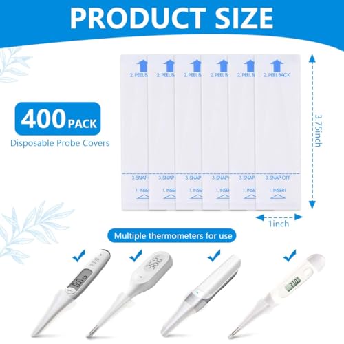 OBTANIM 400 Pieces Disposable Digital Thermometer Probe Covers Clear Temperature Sheath Sleeves for Oral, Rectal, Armpit