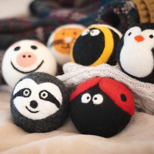 Friendsheep Wool Dryer Balls (6 Pack XL - Critter Camp) - color: Critter Camp, size: 1 Count (Pack of 6)