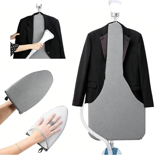 Steamer Board for Clothes - 35"x17.5" Hanging Steamer Board with Ironing Glove, Over Door Foldable Steam Stand, 360° Rotatable Hook, Garment Steamer Rack for Steaming & Ironing - color: Gray