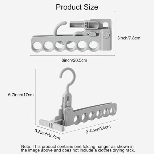 Folding Clothes Hanger Drying Rack,Travel Essentials for Laundry,Portable and Collapsible with Hook,Essentials for Cruise,Vacation,Camping,RV,Road Trip,Hotel,Business Travel, Student Apartment (Grey) - color: Gray