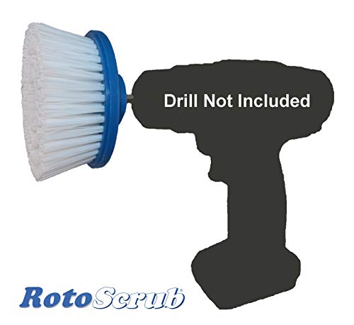 RotoScrub Multi-Purpose Drill Brush Attachment, Showers, Tubs, Carpet, Tile, Grout, Medium Bristle for Ultimate Cleaning Power - color: White, size: Multi-Purpose Medium Duty - 1 Piece (4.0 inch)