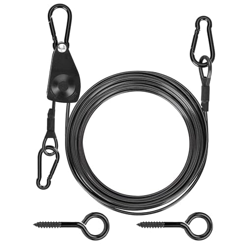 TooTaci Outdoor Clothesline Kit, 30ft 3/16" Black PVC Coated Clothes Cable - size: 30ft