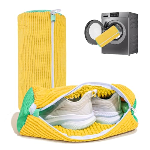Shoe Washing Machine Bag: Laundry Shoe Bag for Washer and Dryer - 2pc Reusable Shoe Cleaning Bag for Sneaker Tennis Shoes Unstain Cleaner Kit (Yellow 2pcs) - color: Yellow 2pcs