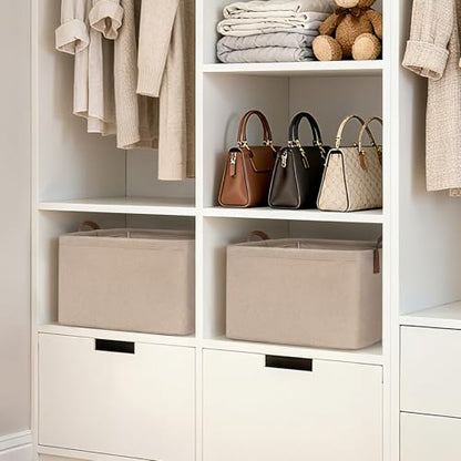 CHICVITA 30L Large Fabric Closet Bins for Shelves, 2Pack, Brown - color: Brown 2-Pack, size: 16 ¾" L x 11" W x 9 ¾" H