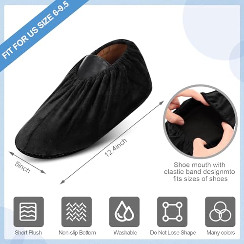 JaGely 11 Pair Reusable Cloth Shoe Covers for Indoors, Black - color: Black