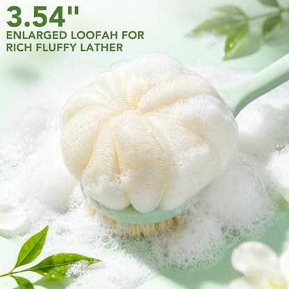 Back Scrubber for Shower, 15.7" Loofah with Handle Body Brush, Green - color: Light Green