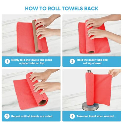 AIDEA Red Microfiber Cleaning Cloth Roll-50PK, Paper Towels 11.5"×11.5" - color: Red