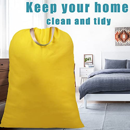 LOLOMLO Extra Large Canvas Laundry Bags with Handles & Drawstring Closure, Heavy Duty Tears Resistant Clothes Storage Travel Bags,25.5"x34",Yellow - color: Yellow