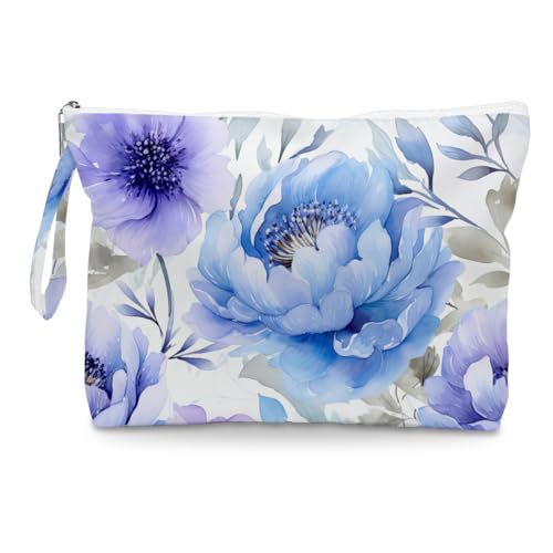 Fokongna Floral Print Wet Bag, Small Portable Waterproof Multi-Functional Organizer for Women, Blue-Purple Peonies, Ideal for Daily, Beach & Travel - color: Blue-Purple Peonies