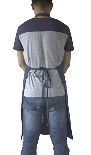 Navy Professional Resist Water Adjustable Extra Long Bib Apron 3 Pockets Home Kitchen Garden Restaurant Cafe Bar Pub Bakery for Cooking Chef Baker Servers Craft Unisex - color: Navy