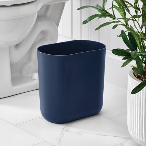 iDesign Small Slim Plastic Bathroom Trash Can, 2-Pack, Navy Blue - color: Navy, style: Pack of 2