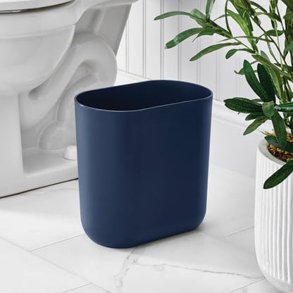 iDesign Small Slim Plastic Bathroom Trash Can, 2-Pack, Navy Blue - color: Navy, style: Pack of 2