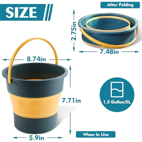 Collapsible Bucket 3PCS 4.5 Gallon/17L Large Foldable Cleaning Buckets - color: Large 3pcs