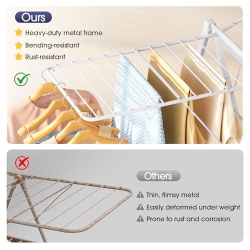 APEXCHASER Clothes Drying Rack, 67.7" L Height Adjustable, Foldable, White - color: White