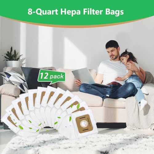 12 Pack VACBP6 Bags Compatible with 8-Quart Atrix Ergo Backpack Vacuum, Models: VACBPAI VACBP36V VACBP1 - color: 12 Pack VACBP6 Vacuum Bags