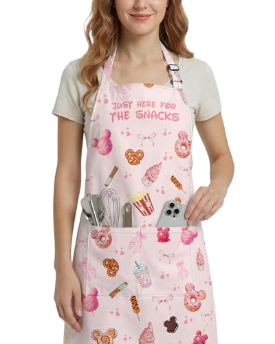 Women Apron, Cute Kitchen Aprons for Women, Girls - color: Cute Snacks