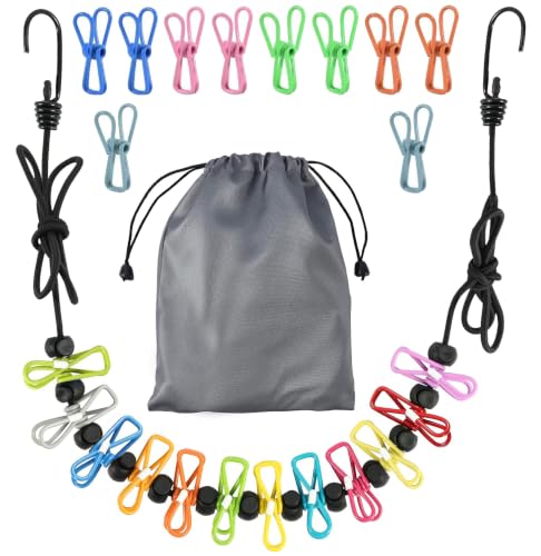 SenseYo Portable Travel Clothesline with 22 Clothespins Retractable Indoor Laundry Drying Clothing line Elastic Outdoor Camping Accessories for Camper Hotel Room Cruise