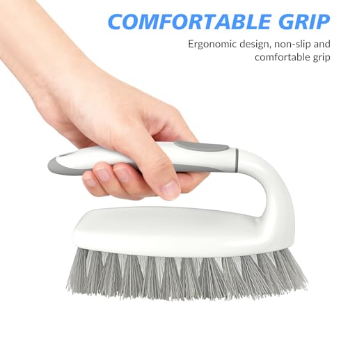 SetSail Heavy Duty Scrub Brush, 2 Pack Cleaning Brush Set, Grey White