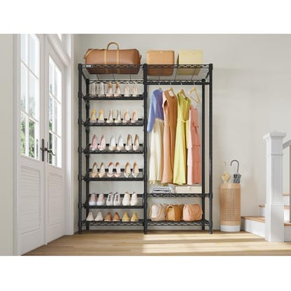VIPEK S20 Heavy Duty Clothes Rack with 7-Tiers Shoe Shelves, Black - color: Black, size: S20