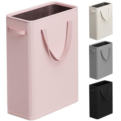 Optish 50L Pink Slim Laundry Hamper, Narrow Laundry Basket with Handles, Baby Girl Hamper for Nursery, Dorm, Bedroom, Living Room, Collapsible Laundry Basket - color: Pink, size: 50L
