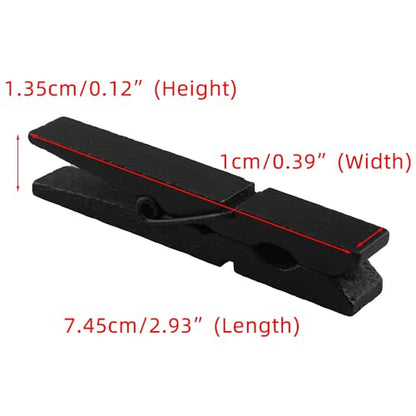HEEHEE 24 PCS 2.83 Inch Black Wooden Clothespins Strong Spring Grip Durable Natural Wood Texture Multipurpose for Crafts Laundry Photo Hanging - size: Black 2.83x0.39" (7.2x1cm)-24 PCS