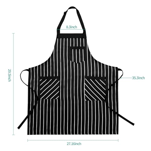 NLUS 2 Pack Kitchen Cooking Aprons, Adjustable Bib Soft Chef Apron with 3 Pockets for Men Women (Umber/Black) - color: Brown 2