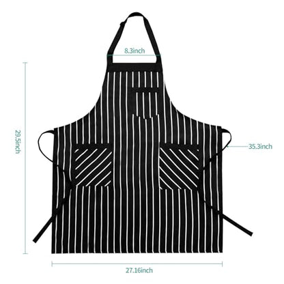 NLUS 2 Pack Kitchen Cooking Aprons, Adjustable Bib Soft Chef Apron with 3 Pockets for Men Women (Umber/Black) - color: Brown 2