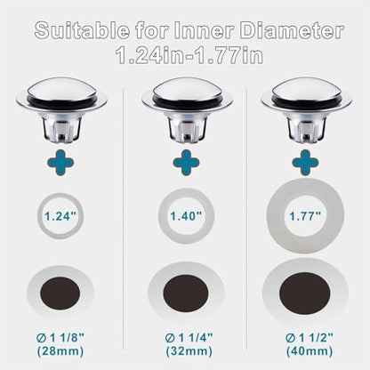 WELSAN Chrome Plated Bathroom Sink Drain Strainer 1 1/8"-1 1/2", 2 Pack - color: Chrome Plated-2