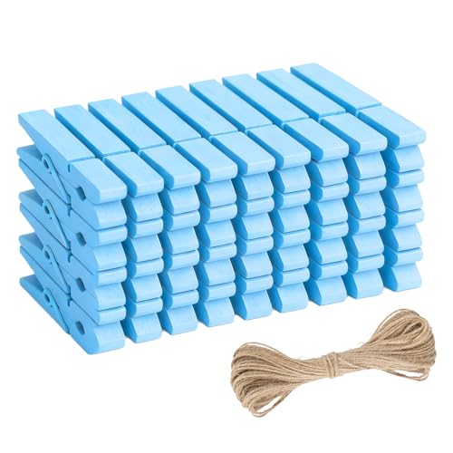 jijAcraft 2.9 Inch Large Clothes Pins - 50Pcs Wooden Clothespins - color: Baby Blue, size: 2.9 inch, 50 pcs