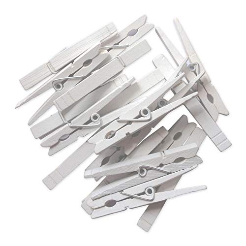 LWR CRAFTS Large Wooden Clothespins 3-5/16" (8.4cm), 30 Pack, White Painted Finish – for Crafts, Photo Display & Light Hanging - color: White