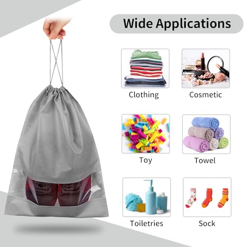 12 Pack Shoe Bags for Travel, Large Travel Shoe Bag for Packing with Window - color: Grey