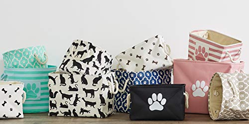 Bone Dry Pet Storage Collection Striped Paw Patch Bin, Rose, Small Round - color: Rose, size: Small Round