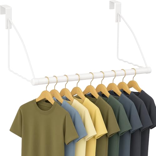 HOLDN’ STORAGE Over The Door Hanger - Door Rack Hangers for Clothes - Space Saving Designed for Bedroom & Bathroom - Ideal for Clothes & Towels - Drying Rack, White - color: White