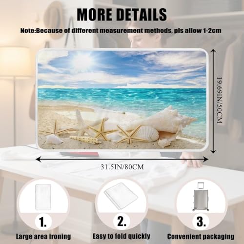 Ironing Mat Hawaiian Beach Heat Resistant Ironing Blanket Thick Portable Travel Ironing Pad for Table Top Washer and Dryer,Large Foldable Ironing Padding 32 x 16 Inch - color: Beach Starfish